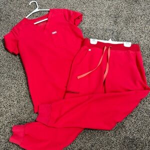 Figs Women's Red Scrub Set